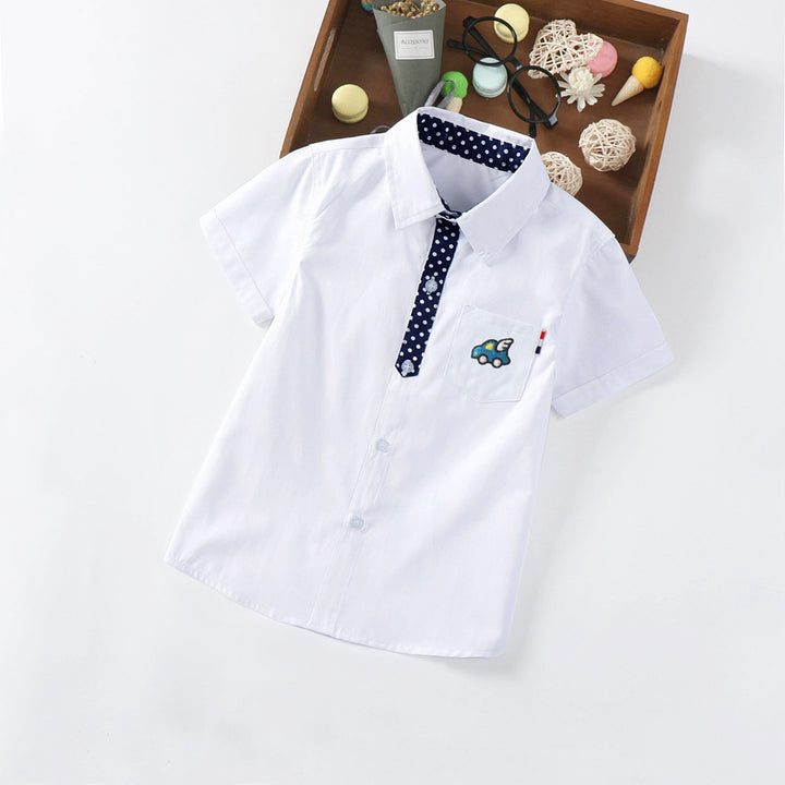 Stylish short-sleeved shirt for boys with playful application Mune Fashion