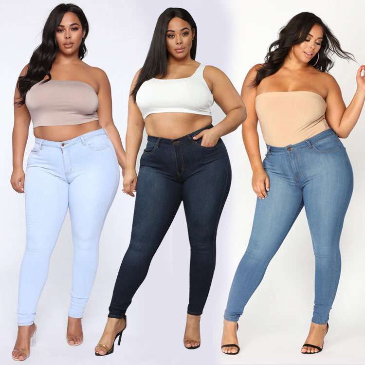 Women's High-Waist-Stretch-Skinny-Jeans for Curvy-Figures Mune Fashion