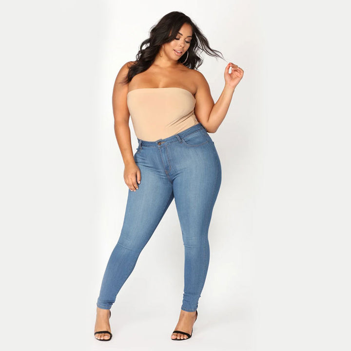 Women's High-Waist-Stretch-Skinny-Jeans for Curvy-Figures Mune Fashion