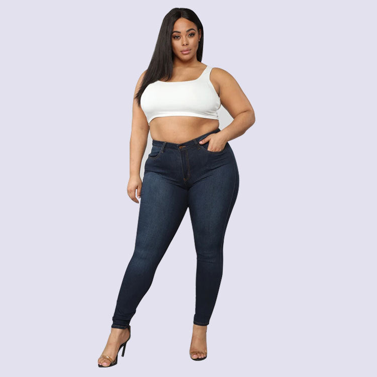 Women's High-Waist-Stretch-Skinny-Jeans for Curvy-Figures Mune Fashion