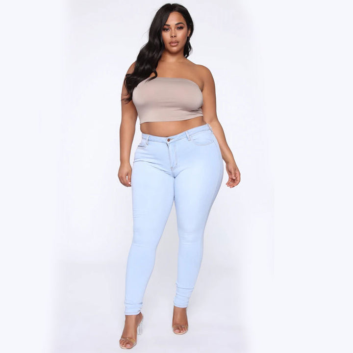 Women's High-Waist-Stretch-Skinny-Jeans for Curvy-Figures Mune Fashion