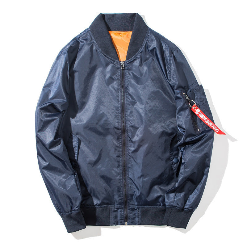 Men's Flight Bomber Jacket with contrasting inner lining, zippered sleeve pocket & ribbed cuffs Mune Fashion