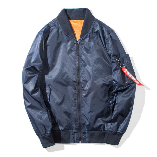 Men's Flight Bomber Jacket with contrasting inner lining, zippered sleeve pocket & ribbed cuffs Mune Fashion