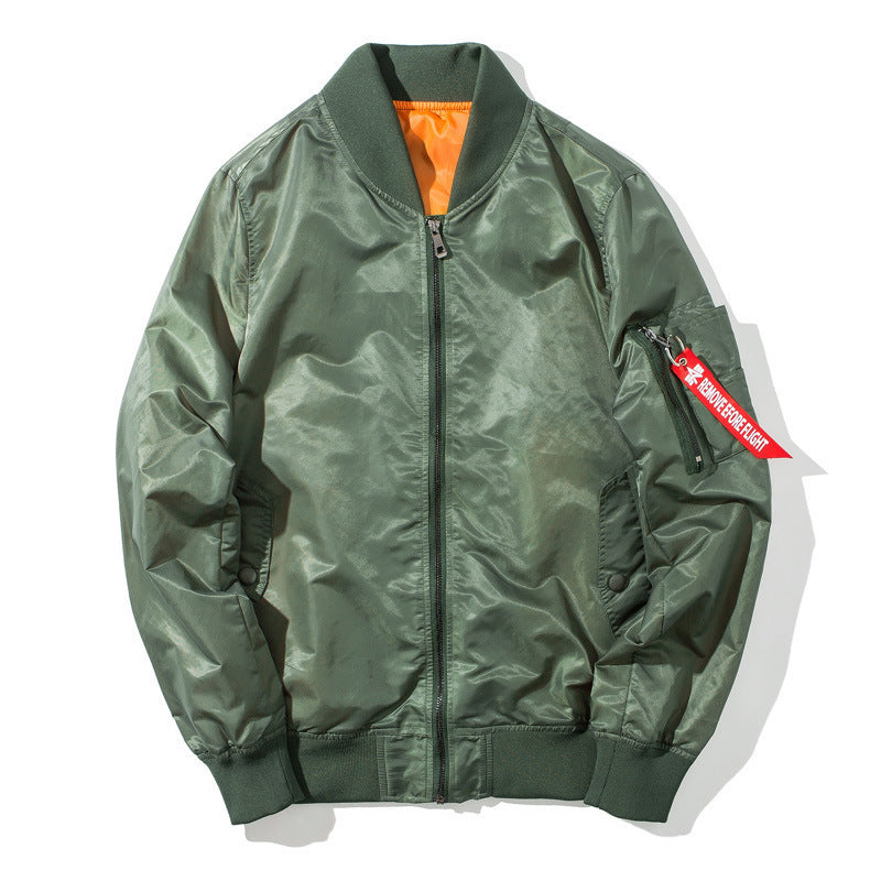 Men's Flight Bomber Jacket with contrasting inner lining, zippered sleeve pocket & ribbed cuffs Mune Fashion