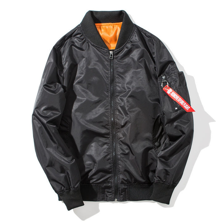 Men's Flight Bomber Jacket with contrasting inner lining, zippered sleeve pocket & ribbed cuffs Mune Fashion