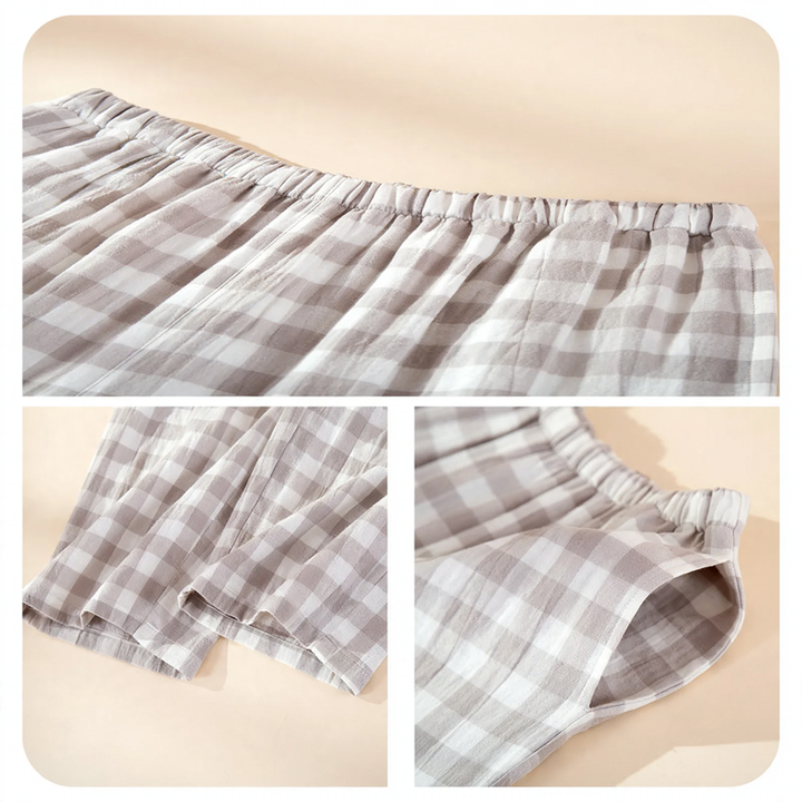 Men's pajama set made of cotton gauze, simple design