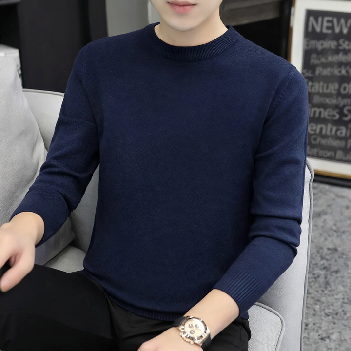 Men's knit sweater with half collar, heat insulating