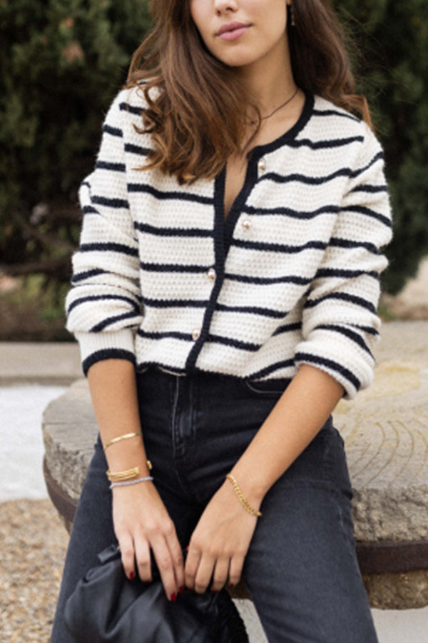 Mune | Striped Round Neckline Jacket