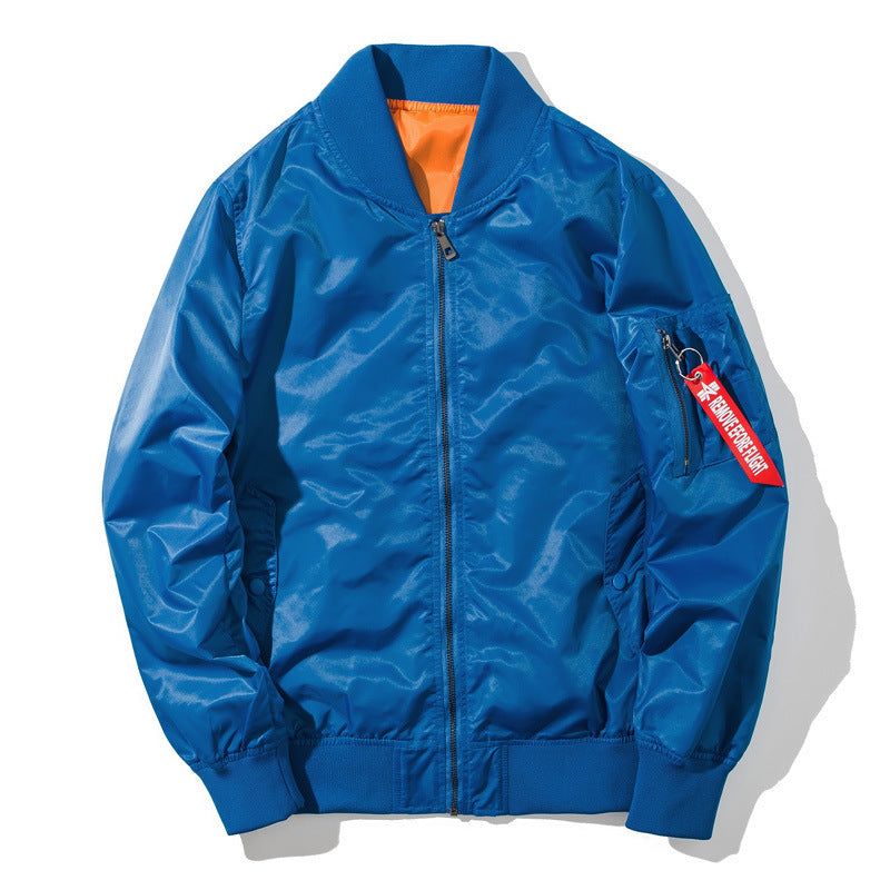 Men's Flight Bomber Jacket with contrasting inner lining, zippered sleeve pocket & ribbed cuffs Mune Fashion