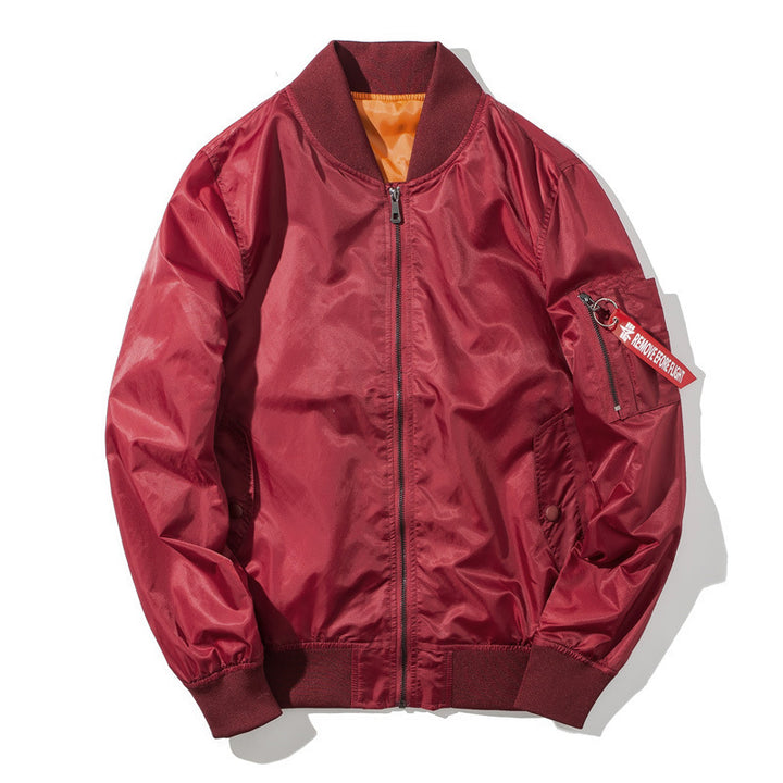 Men's Flight Bomber Jacket with contrasting inner lining, zippered sleeve pocket & ribbed cuffs Mune Fashion
