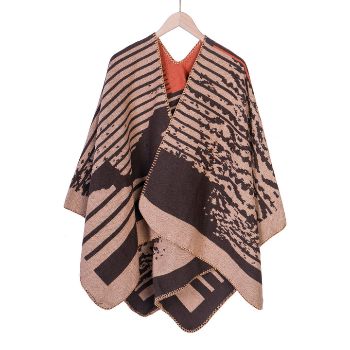 Ladies Jacquard Ruana in Oversize Kimono Cut made of fine knit Mune Fashion