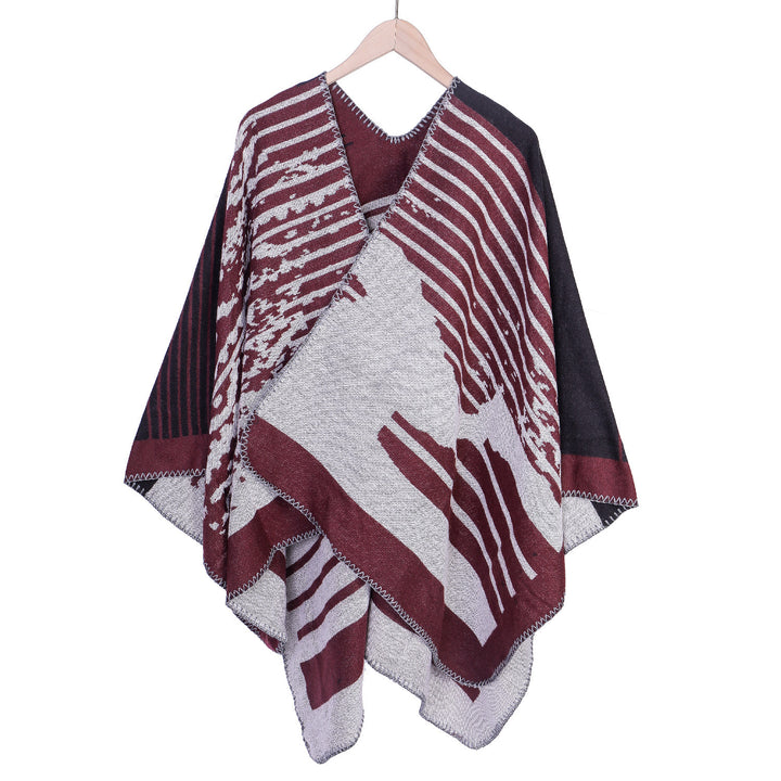 Ladies Jacquard Ruana in Oversize Kimono Cut made of fine knit Mune Fashion