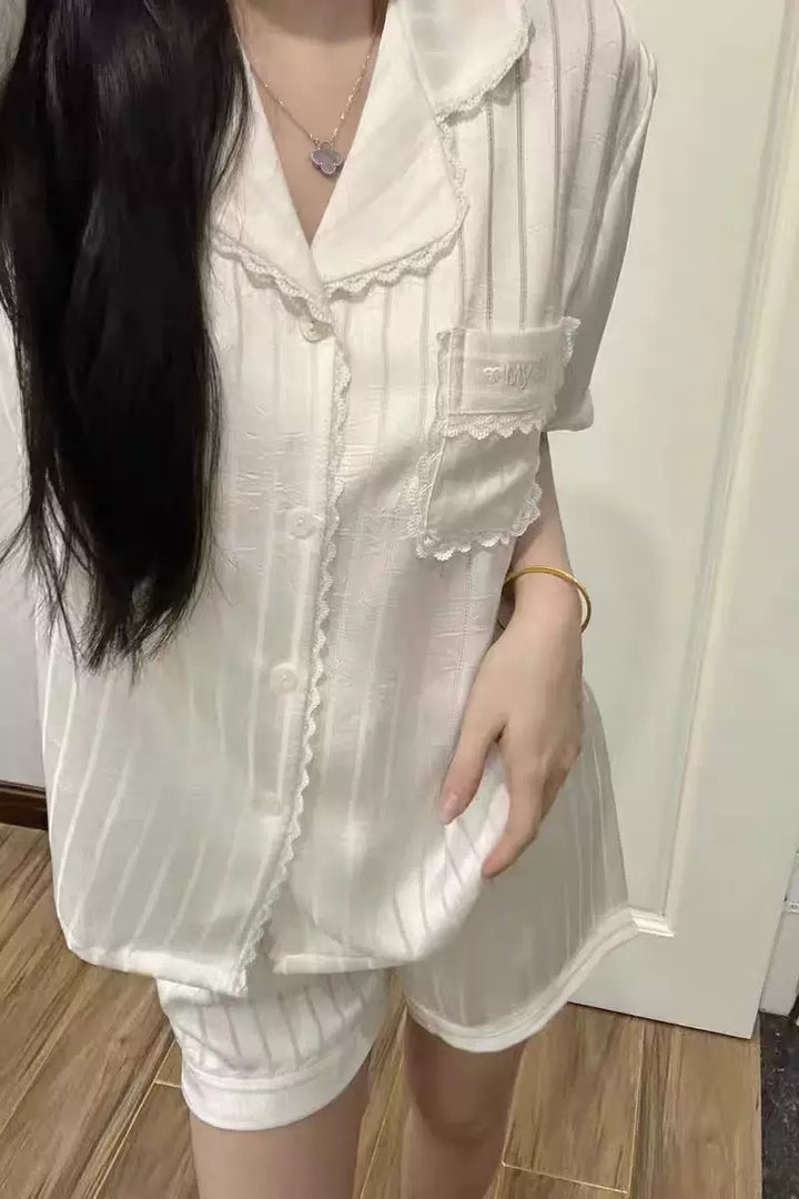 Ladies' pajamas, ice silk, long, with texture