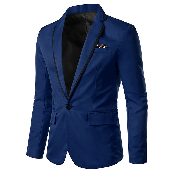 Men's single-breasted evening blazer with contrast piping, shawl collar look, and tailored slim fit Mune Fashion
