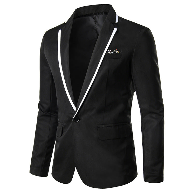 Men's single-breasted evening blazer with contrast piping, shawl collar look, and tailored slim fit Mune Fashion
