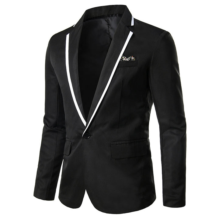 Men's single-breasted evening blazer with contrast piping, shawl collar look, and tailored slim fit Mune Fashion