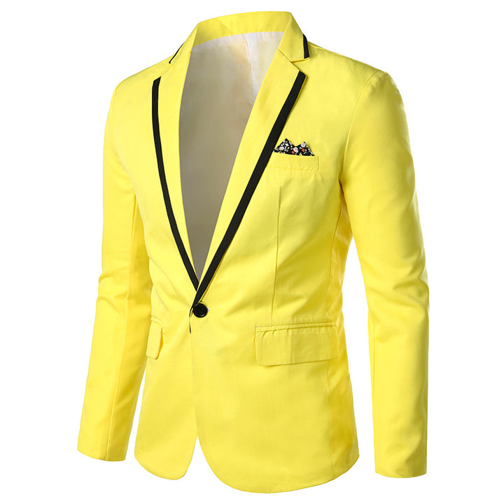 Men's single-breasted evening blazer with contrast piping, shawl collar look, and tailored slim fit Mune Fashion