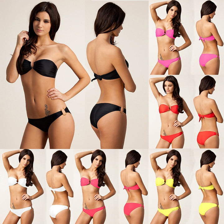 Women's Bandeau Bikini with Decorative Ring Mune Fashion