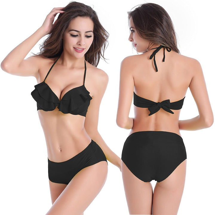 Women's Ruffled Bikini Set with High-Cut Briefs Mune Fashion