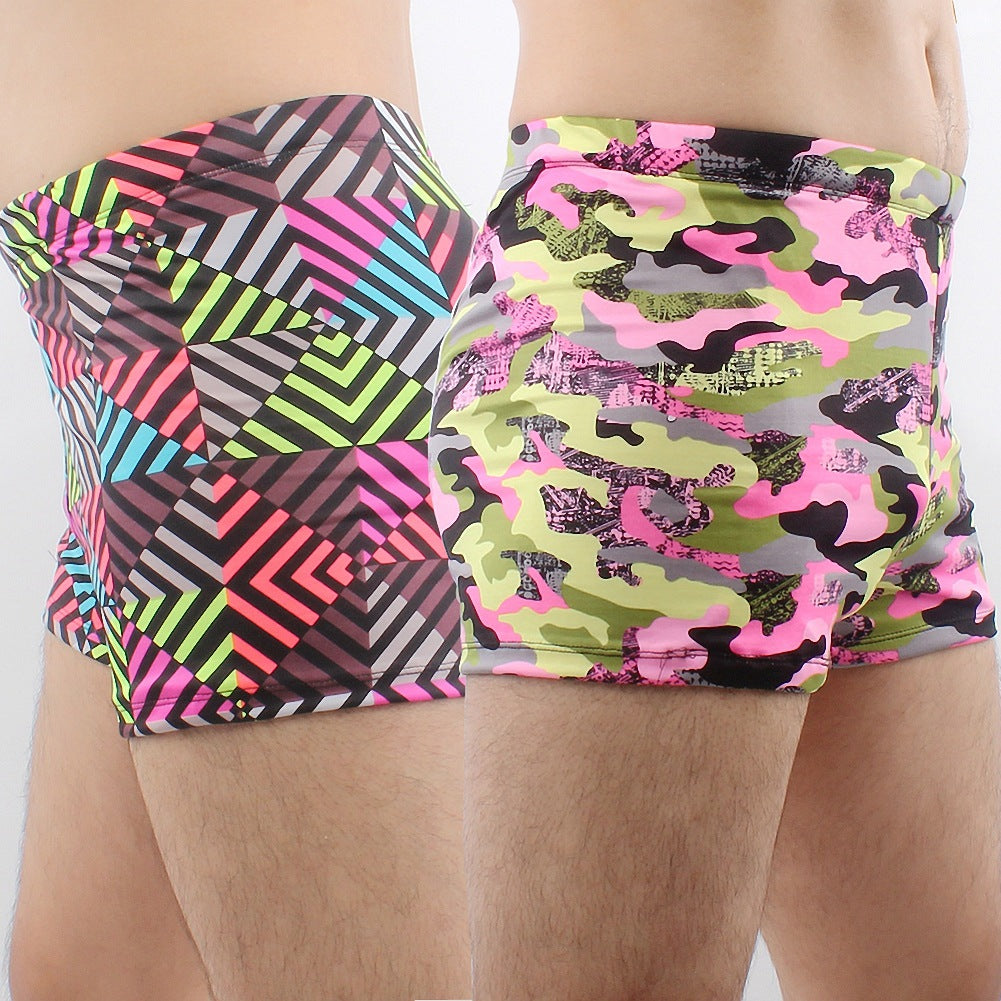 Men's swim shorts with colorful pattern Mune Fashion