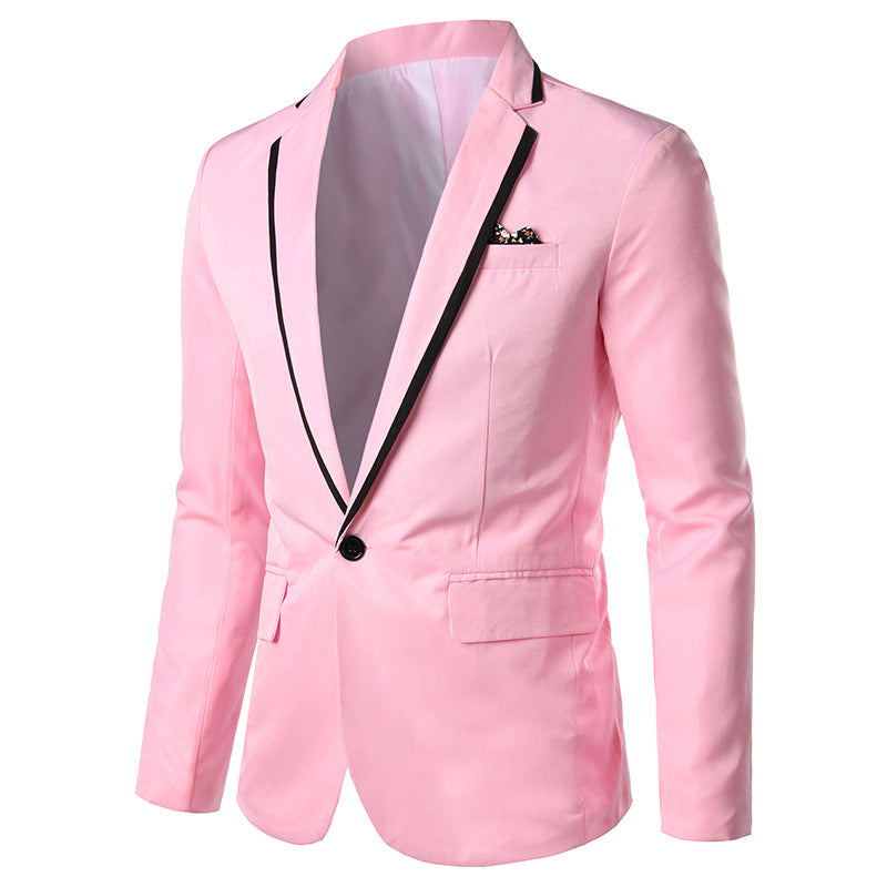 Men's single-breasted evening blazer with contrast piping, shawl collar look, and tailored slim fit Mune Fashion
