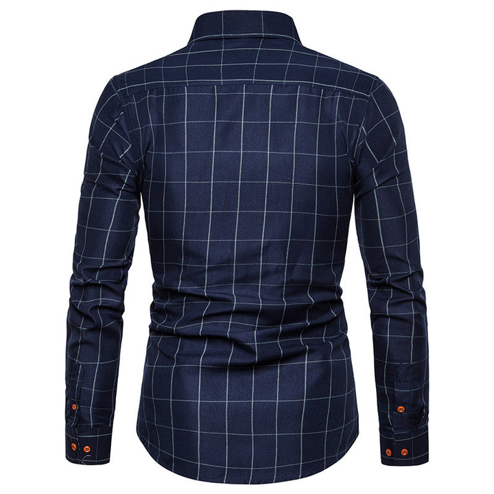 Men's tailored business shirt with button-down collar checked and contrast lining Mune Fashion