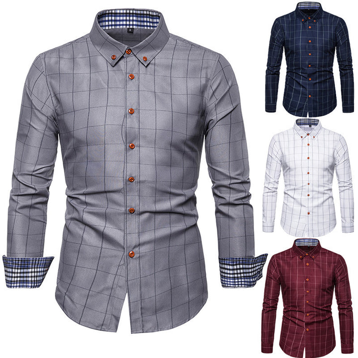 Men's tailored business shirt with button-down collar checked and contrast lining Mune Fashion