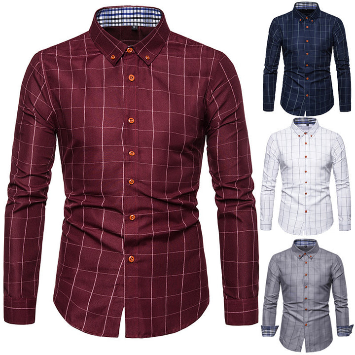 Men's tailored business shirt with button-down collar checked and contrast lining Mune Fashion
