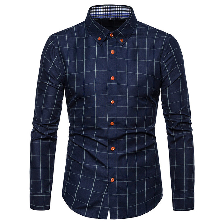 Men's tailored business shirt with button-down collar checked and contrast lining Mune Fashion