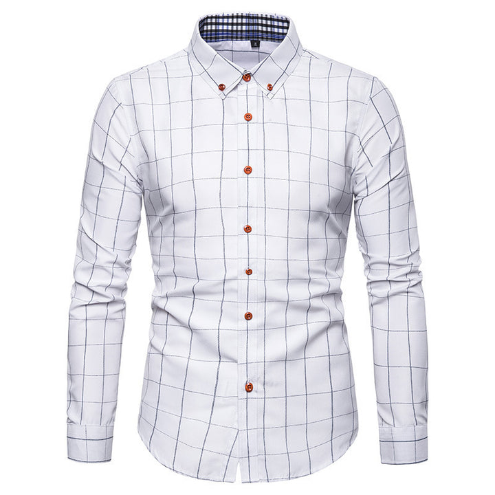 Men's tailored business shirt with button-down collar checked and contrast lining Mune Fashion