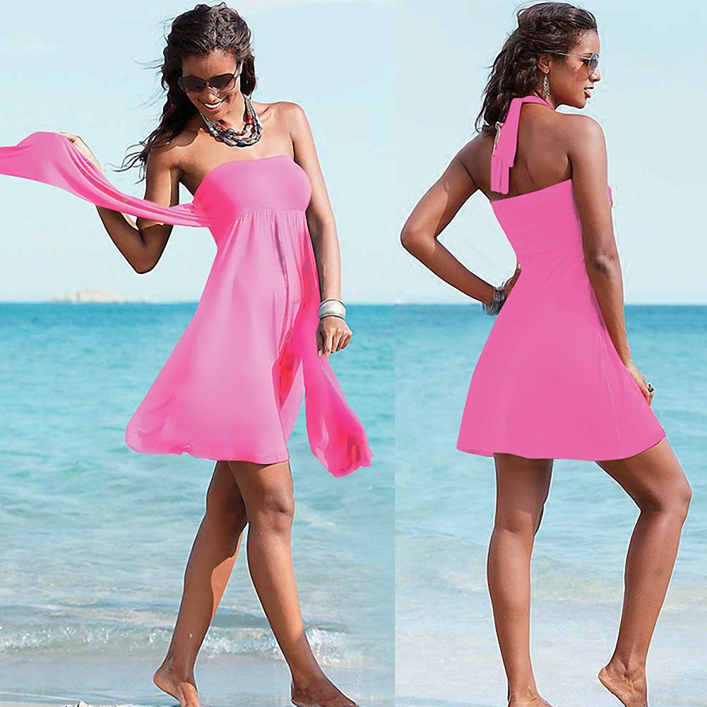 Women's Beach Dress with Adjustable Halter Mune Fashion