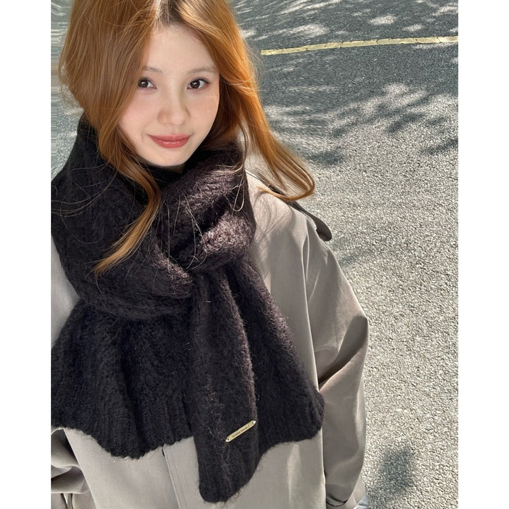 High-quality alpaca wool knitted scarf, 24x165 cm