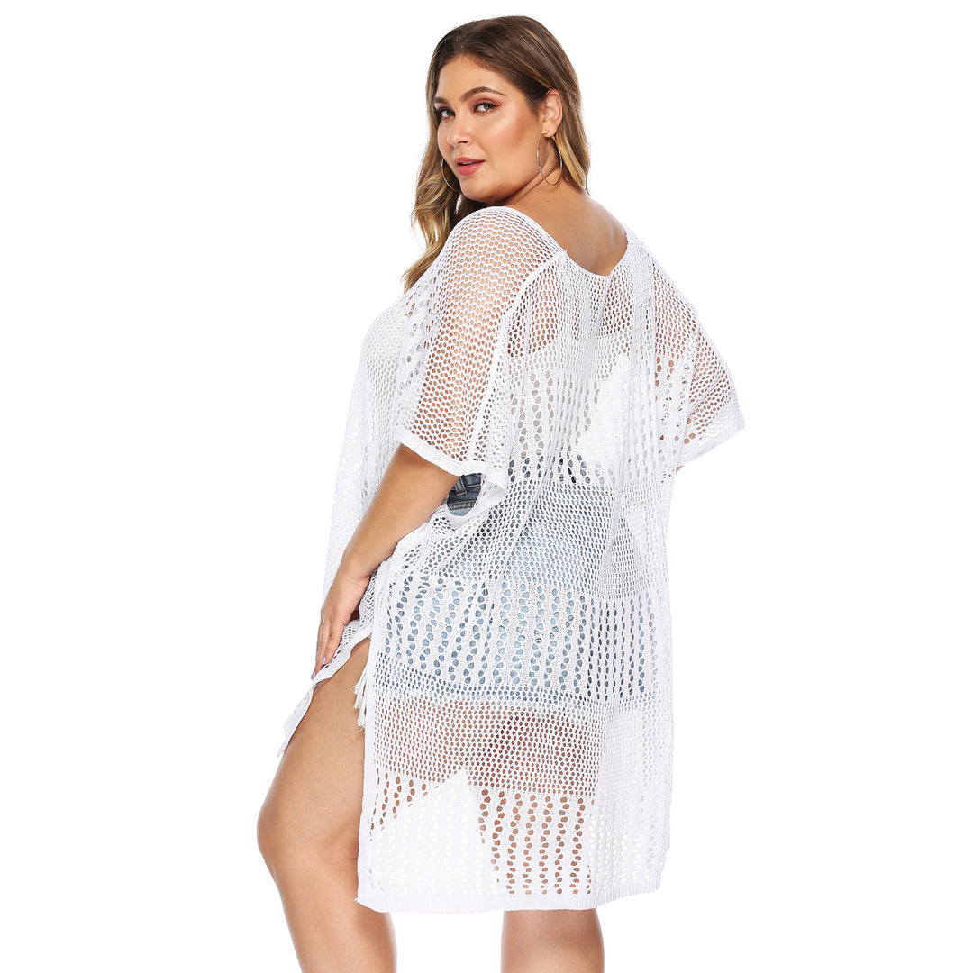 Women's casual crochet beach cover-up with asymmetric cut Mune Fashion