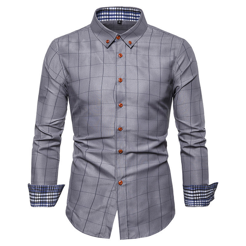 Men's tailored business shirt with button-down collar checked and contrast lining Mune Fashion