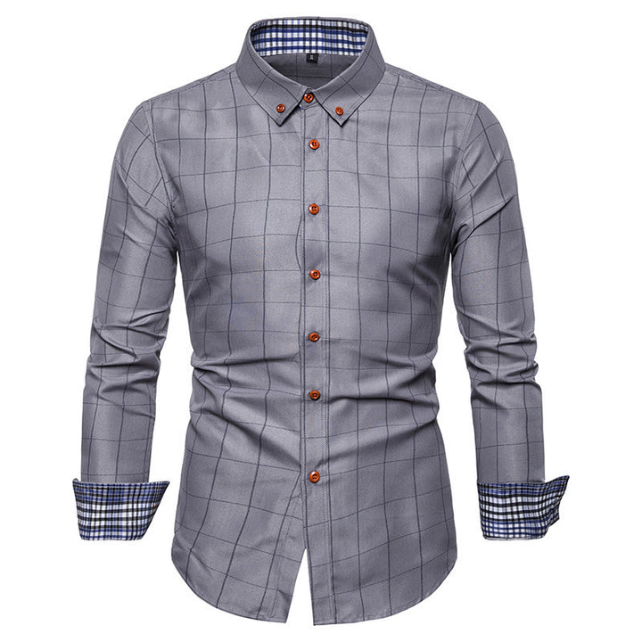 Men's tailored business shirt with button-down collar checked and contrast lining Mune Fashion