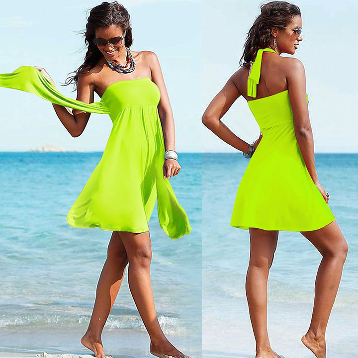 Women's Beach Dress with Adjustable Halter Mune Fashion