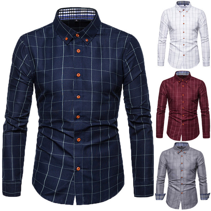 Men's tailored business shirt with button-down collar checked and contrast lining Mune Fashion