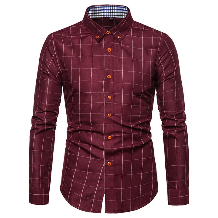 Men's tailored business shirt with button-down collar checked and contrast lining Mune Fashion