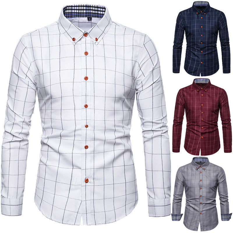 Men's tailored business shirt with button-down collar checked and contrast lining Mune Fashion