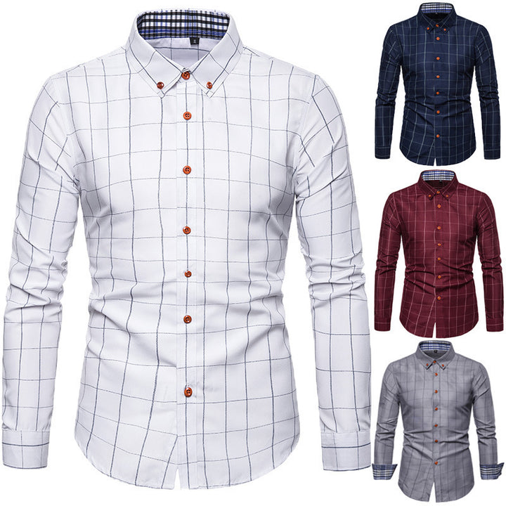 Men's tailored business shirt with button-down collar checked and contrast lining Mune Fashion
