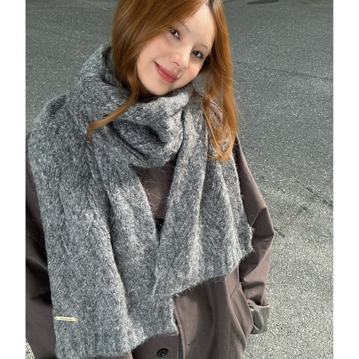 Alpaca wool knitted scarf, 24x165 cm