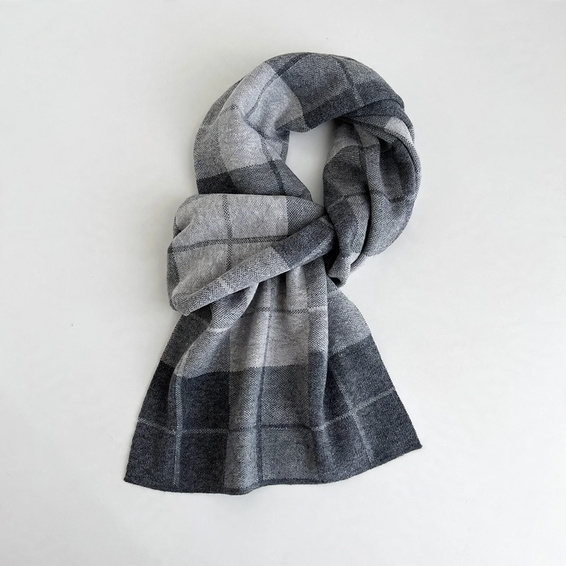 Men's wool scarf, checked, 180 cm