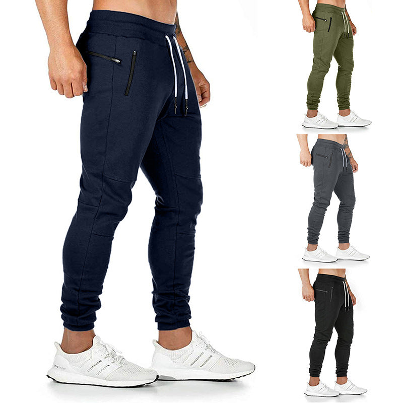 Men's tailored tapered joggers with elastic drawstring, cuffs, and zippered pockets Mune Fashion