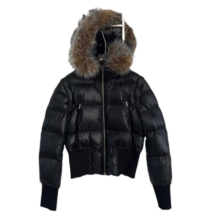 Women's down coat with removable faux fur collar