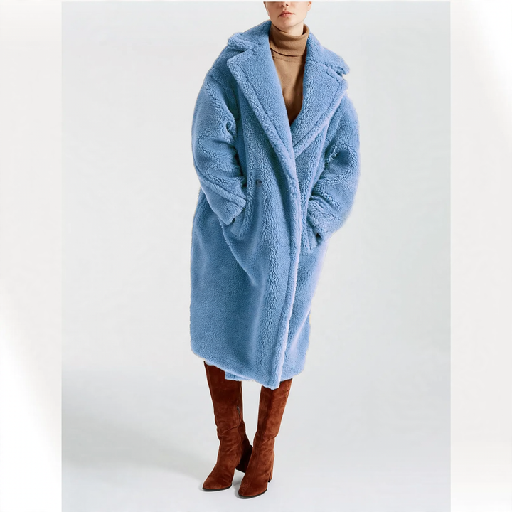 Women’s faux lambskin coat, mid-length, lined