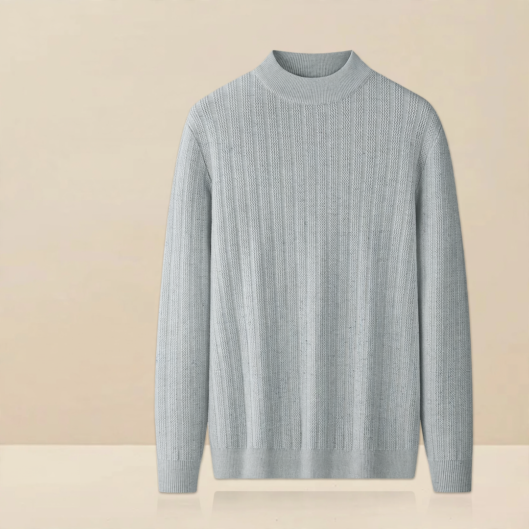 Men's knitted sweater with stand-up collar