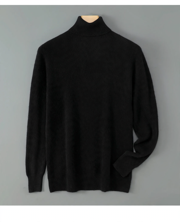 Men's wool sweater, roll neck, loose fit