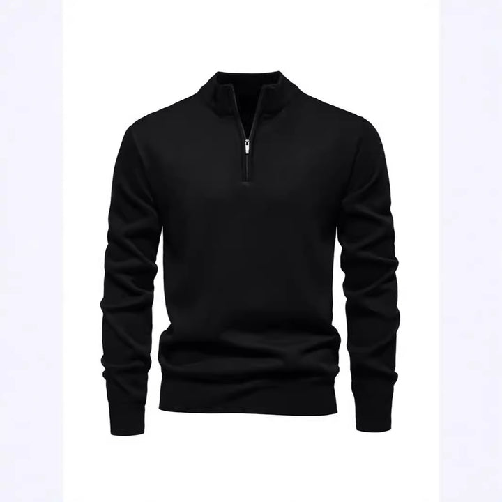 Slimmer knit sweater with stand-up collar and zipper