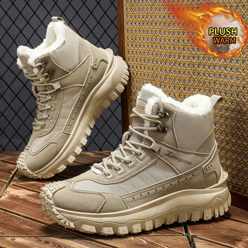 Padded men's outdoor boots for winter