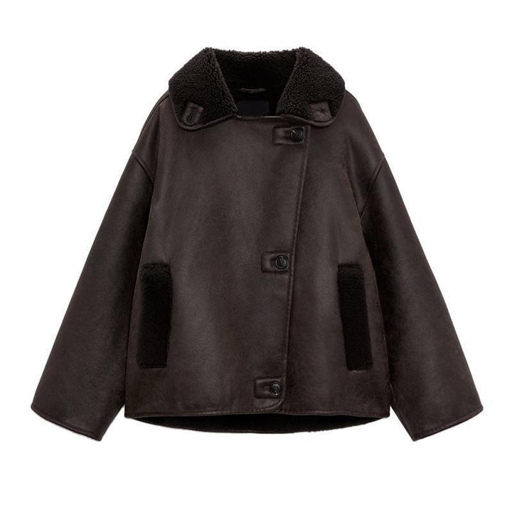 Vintage-Reversible Jacket with Lamb Fleece Look